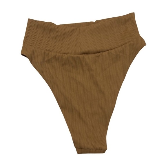 AERIE Ribbed High Cut Cheeky chestnut brown Bikini Bottom Size Medium - Picture 4 of 11